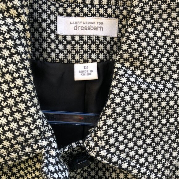 Vintage Larry Levine Black White Suit Jacket Size 12 - Picture 4 of 8